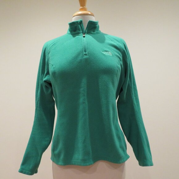 Women Medium Green Quarter-zip Pullover The North Face Jade Fleece Top Warm Cozy - Picture 1 of 12